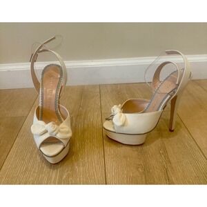 Charlotte Olympia Serena Bow Platform Sandals in Cream Sz 34 Beyonce $484